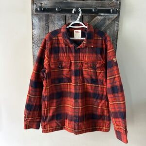 Men's Fjall Raven Plaid Shacket w/Side Pocks Rust & Navy Blue